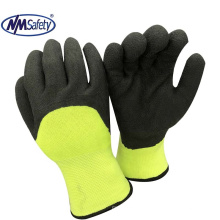 NMSAFETY 13 and 7 gauge acrylic liner half coated foam latex on palm and thumb cold weather use work gloves EN388 2016 2241X